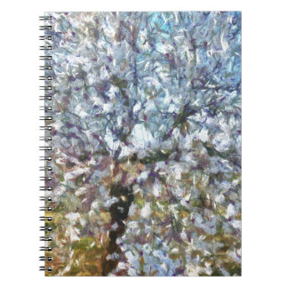 Spring Almond Blossom Pointillism Artwork Notebook