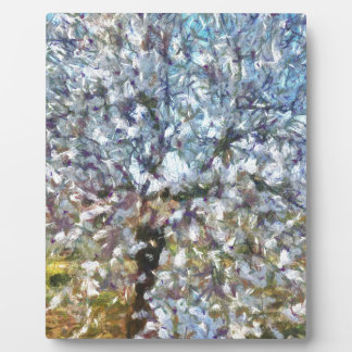 Spring Almond Blossom Pointillism Artwork Plaque