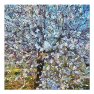 Spring Almond Blossom Pointillism Artwork Poster