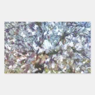 Spring Almond Blossom Pointillism Artwork Rectangular Sticker