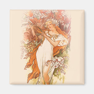 Spring - Alphonse Mucha Art Nouveau Magnet