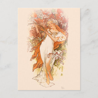 Spring - Alphonse Mucha Art Nouveau Postcard