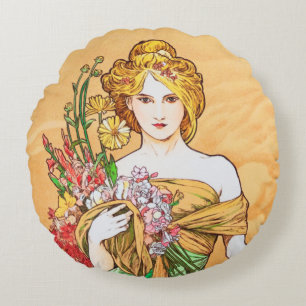 Spring, Alphonse Mucha Throw Pillow