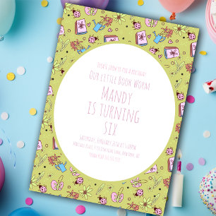 Spring and Book Lovers Birthday Party Invitation