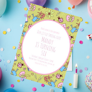 Spring and Books Birthday Party Invitation
