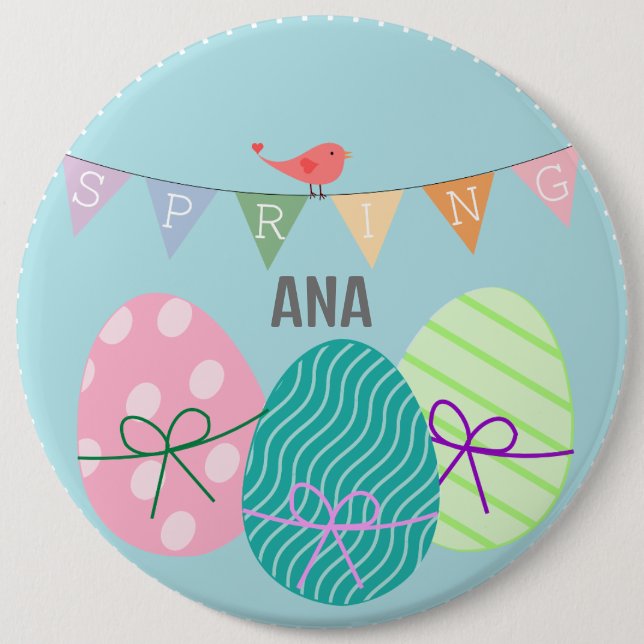 Spring and Easter colourful eggs  Button (Front)