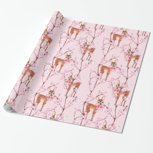 Spring and Fawns Wrapping Paper (Unrolled)