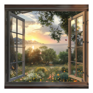 Spring and Sea Window View Photo Print