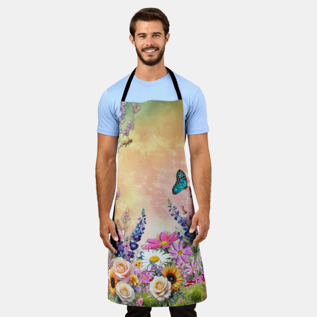 Spring and Summer Blooming Florals Apron (Worn)