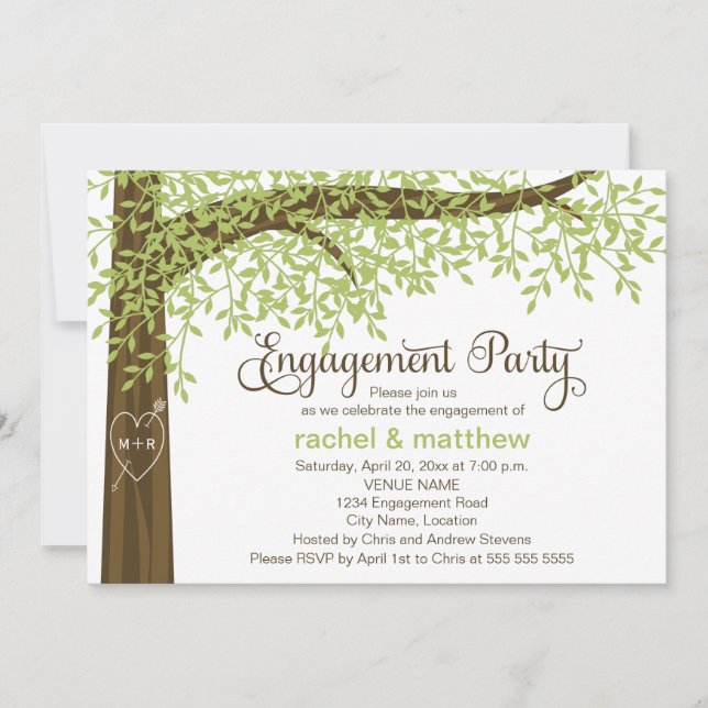 Spring and Summer Tree Engagement Party Invitation (Front)