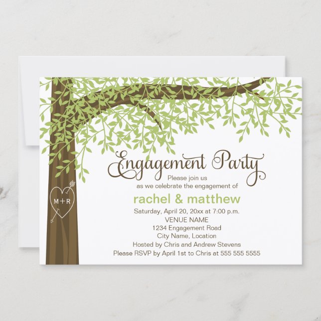 Spring and Summer Tree Engagement Party Invitation (Front)