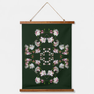 Spring Apple Blossoms Floral Abstract Hanging Tapestry