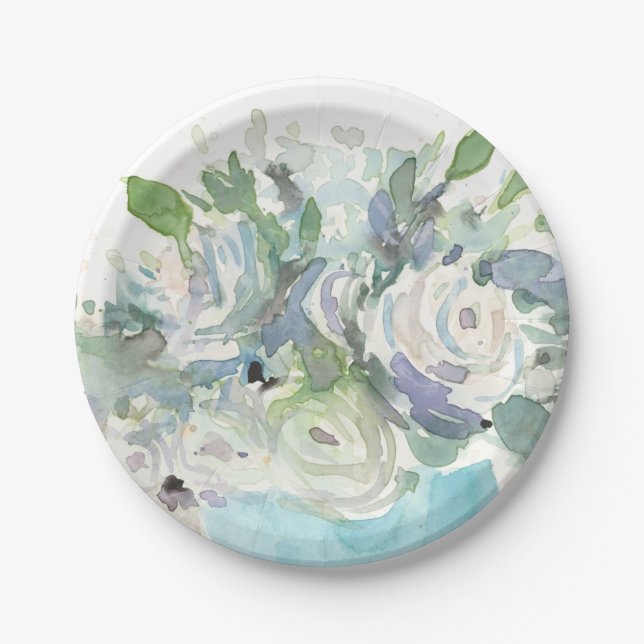 Spring Arrangement - Watercolor Bouquet Paper Plate (Front)