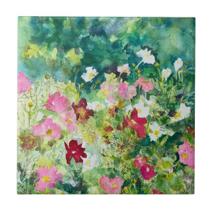 Spring Artistry Cosmos Flowers Tile