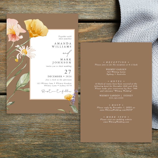 Spring Autumn Wildflower Botanical Wedding  Invitation (Creator Uploaded)
