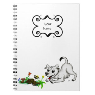 Spring-awake, puppy with butterfly notebook