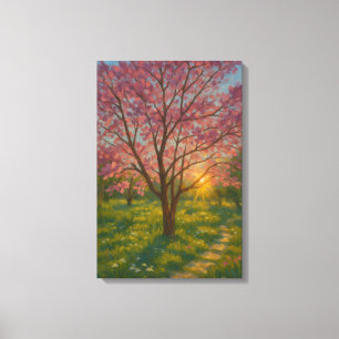 Spring Awakening – Blooming Tree Landscape Canvas Print