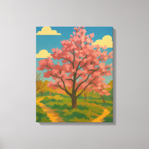 Spring Awakening – Blooming Tree Landscape Canvas Print