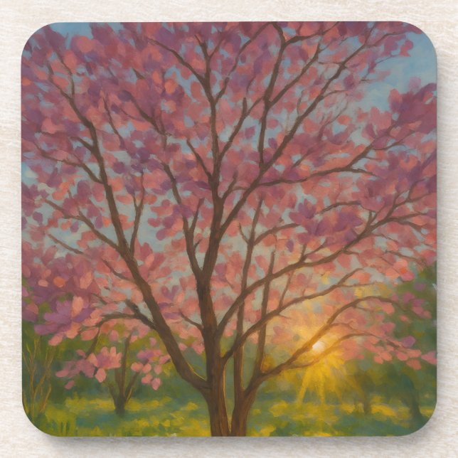 Spring Awakening – Blooming Tree Landscape Coaster (Front)