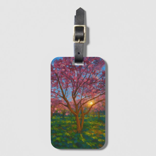Spring Awakening – Blooming Tree Landscape Luggage Tag (Front Vertical)