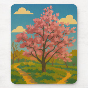 Spring Awakening – Blooming Tree Landscape Mouse Mat