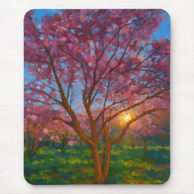 Spring Awakening – Blooming Tree Landscape Mouse Mat (Front)