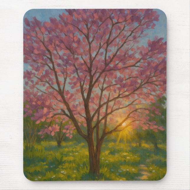 Spring Awakening – Blooming Tree Landscape Mouse Mat (Front)