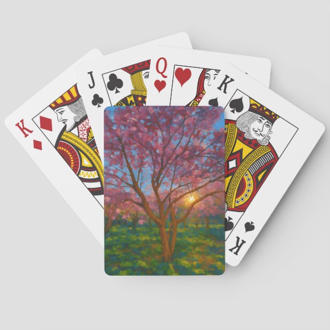 Spring Awakening – Blooming Tree Landscape Playing Cards (Back)