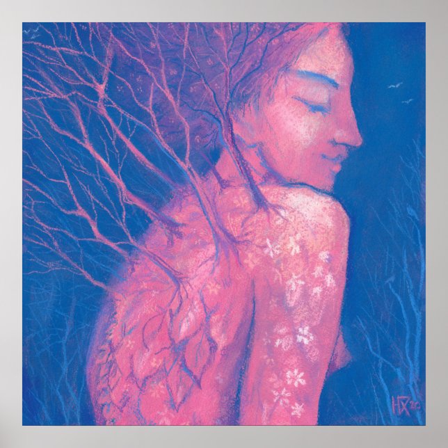 Spring Awakening Dryad Fantasy Girl Magical Forest Poster (Front)