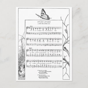 Spring Awakening Song and Butterfly Postcard