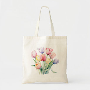 Spring Awakening - Watercolor Tulips Tote Bag
