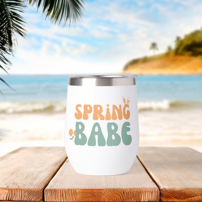 Spring Babe Retro Groovy Aesthetic Bunny Ears (Beach)