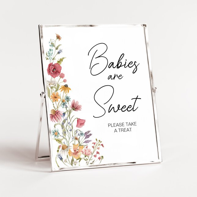 Spring Baby in Bloom Baby Shower Babies are Sweet Poster (Boho Wildflower Baby Shower Babies are Sweet Sign)