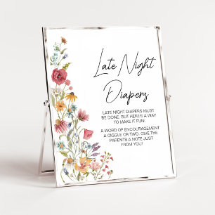Spring Baby in Bloom Baby Shower Late Night Diaper Poster