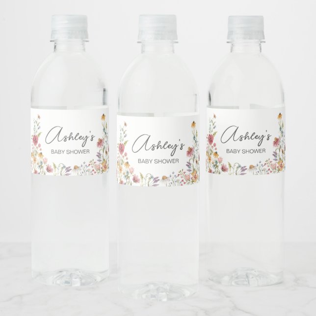 Spring Baby in Bloom Baby Shower Water Bottle Label (Bottles)