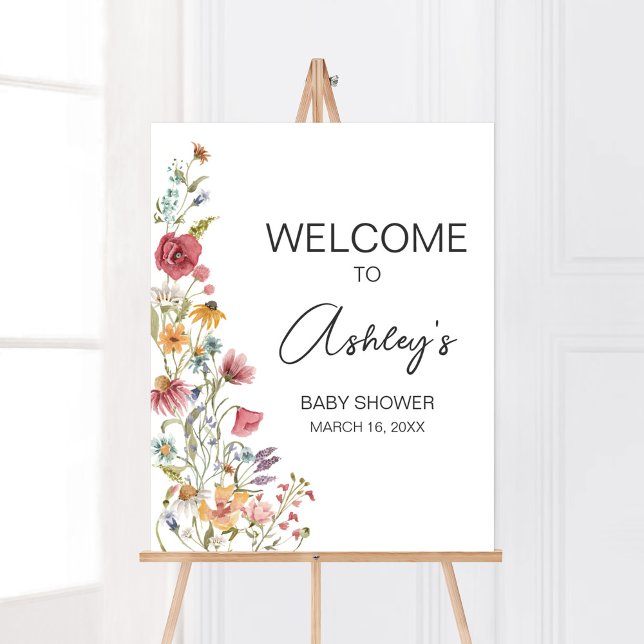 Spring Baby in Bloom Baby Shower Welcome Poster (Boho Wildflower Baby Shower Welcome Sign)