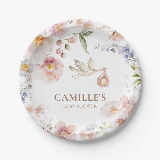 Spring Baby in Bloom Shower  Paper Plate (Front)