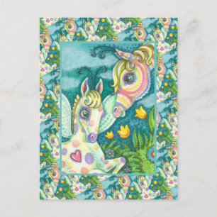 SPRING BABY, NEW ARRIVAL FAIRY FILLY HORSE FANTASY HOLIDAY POSTCARD