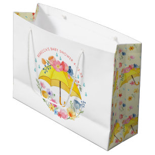 Spring Baby Shower Floral Watercolor  Large Gift Bag