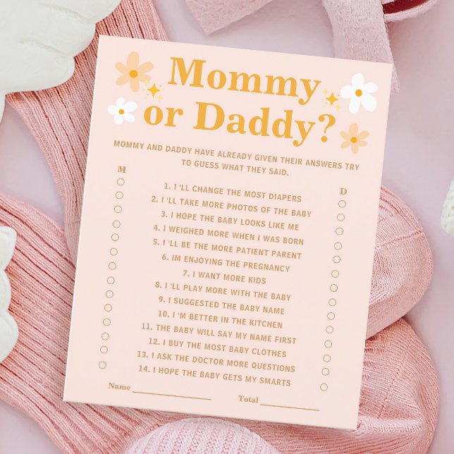 Spring Baby Shower Game Guess Who Mummy or Daddy (Creator Uploaded)