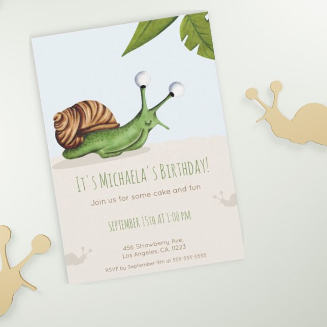 Spring Back Yard Snail Kids Nature Birthday Invitation (Creator Uploaded)