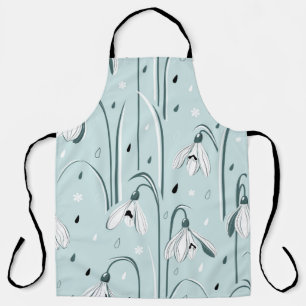 Spring background with delicate snowdrop flowers a apron