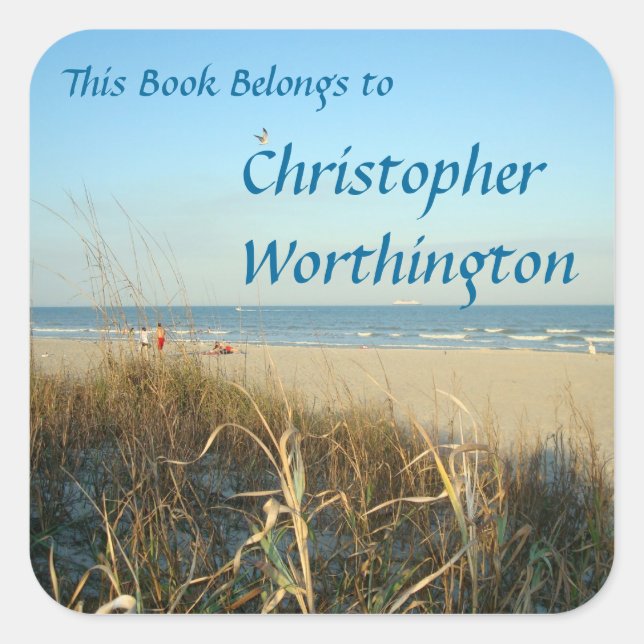 Spring Beach Scene No. 3 Bookplate Square Sticker (Front)