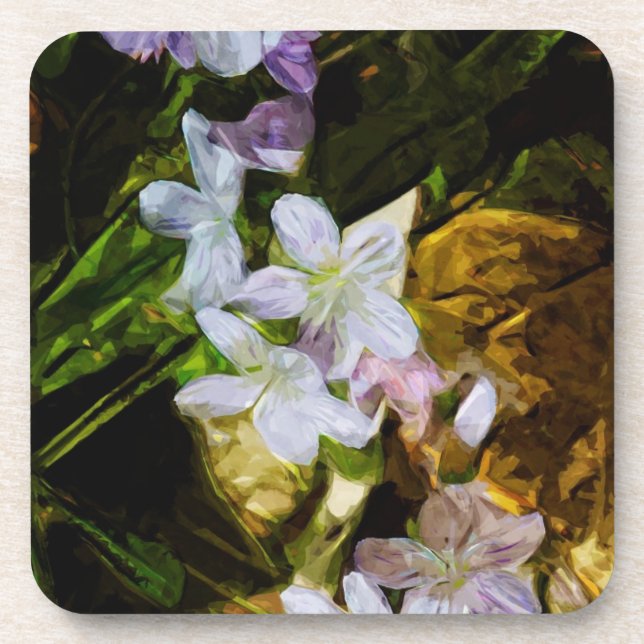 Spring Beauty a Purple Wildflower Abstract Coaster (Front)