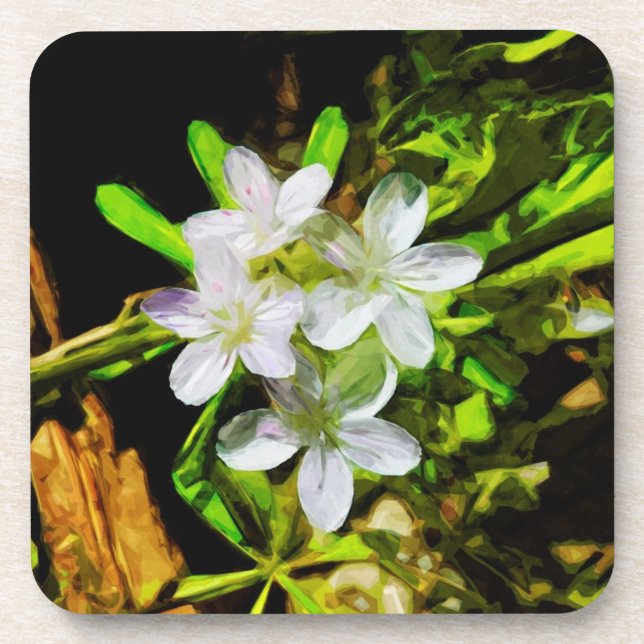 Spring Beauty a Purple Wildflower Abstract Coaster (Front)