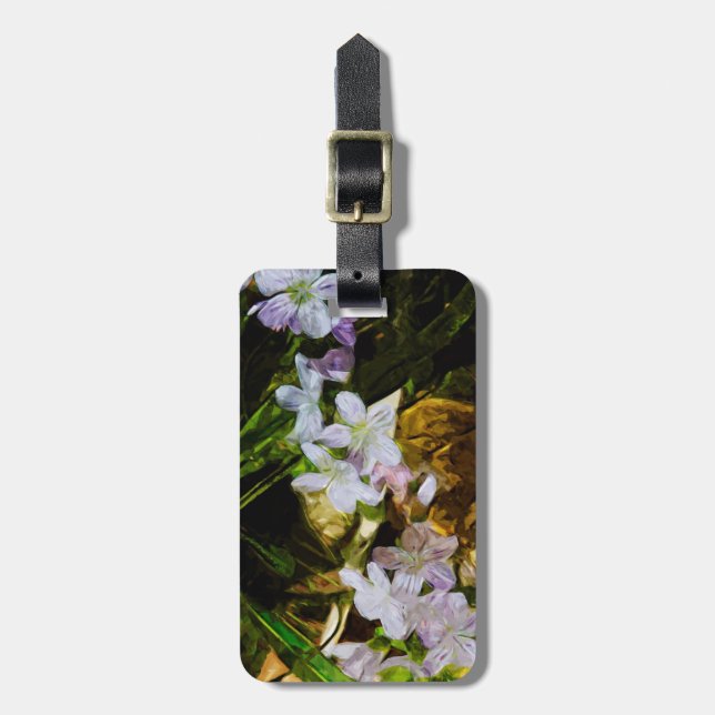 Spring Beauty a Purple Wildflower Abstract Luggage Tag (Front Vertical)
