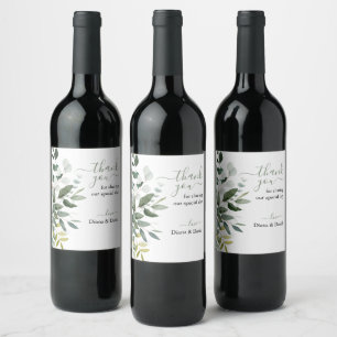 SPRING BEAUTY BOTANICAL GREENERY Elegant Wedding Wine Label