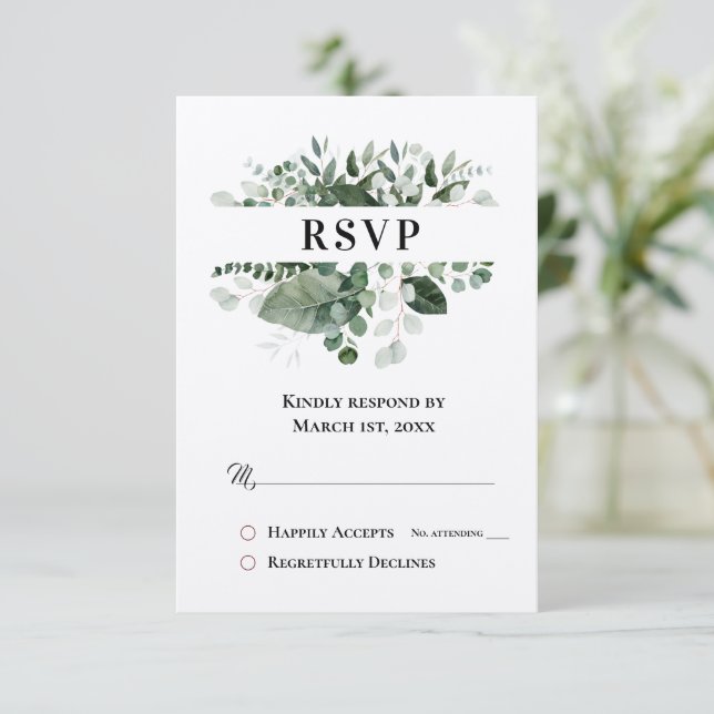 SPRING BEAUTY BOTANICAL GREENERY RSVP  (Standing Front)