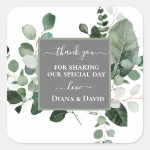 SPRING BEAUTY BOTANICAL GREENERY Thank you  Square Sticker