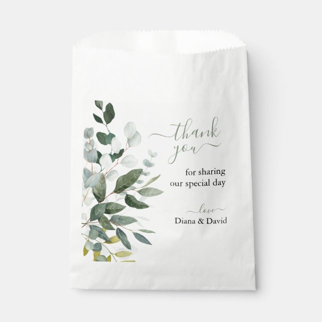 SPRING BEAUTY BOTANICAL GREENERY Wedding  Favour Bags (Front)